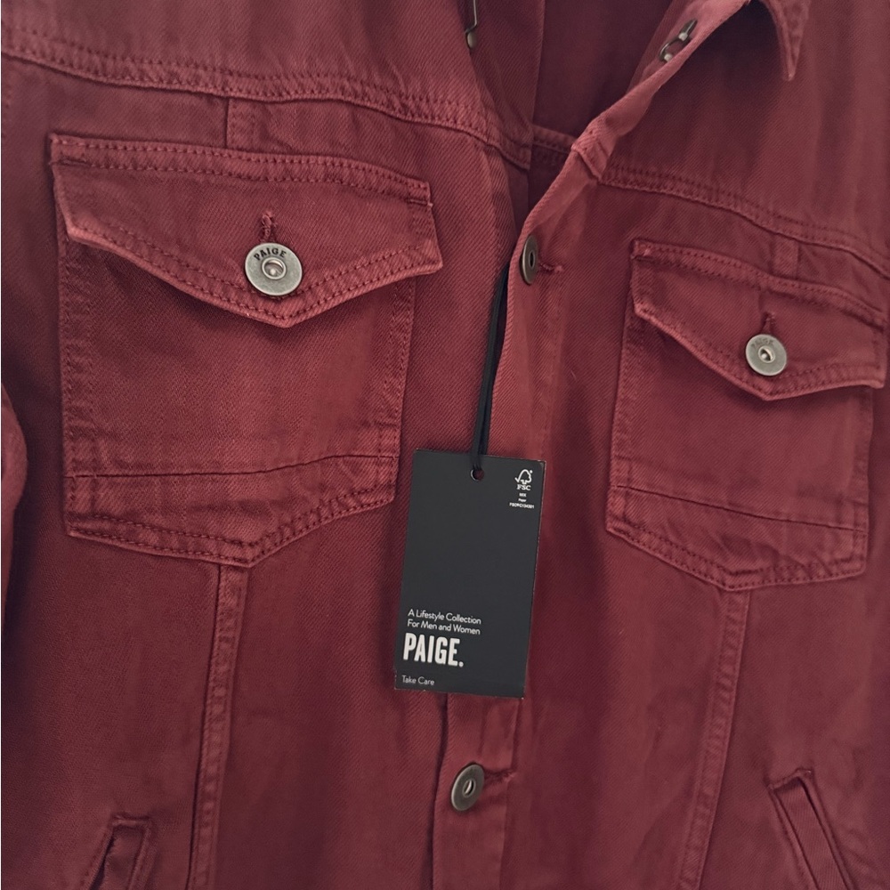 PAIGE Men's Maroon Denim Jacket - Picture 4 of 9